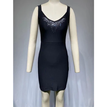 Sexy, Elegant, Vintage V-Neck rochie Bodycon Rochii pentru Femei de Vară 2021 Fermoar Negru de Imprimare Petrecere de Club Rochie Mini Halat Femme Vestidos