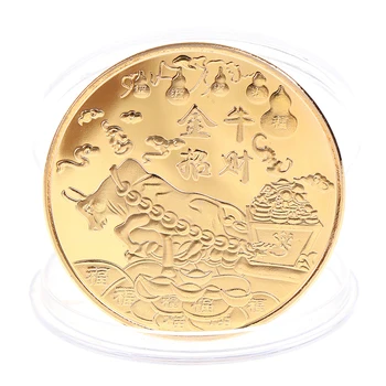 1 buc 2021 Anul Nou Aur Ox Comemorative, Monede de Colecție Cadou