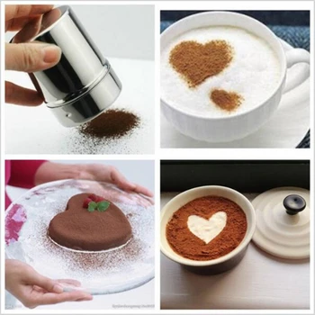 1 buc Oțel Inoxidabil Ciocolata Agitator de Cacao, Făină de Cafea Ciur+16Pcs Cafea Model Floare Pad Spray Arta de Cafea Instrumente de cafea