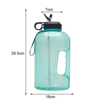 1 Galon de Sticlă de Apă Cu Paie de Design Creativ Markerul de Timp BPA Free de Plastic de Mare Capacitate de Fitness Sport Cani de Apa 3.78 L