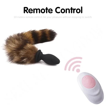 10-frecvență de Control de la Distanță Anal Plug Vibrator cu Vulpea Coada de Silicon Dop de Fund Joc Adult Prostata Masaj jucarii Sexuale pentru Cupluri