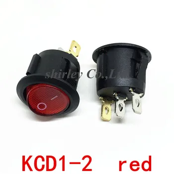 100BUC KCD1-2 23 mm LED rosu Buton Rotund SPST 3PIN Snap-in PE/de PE Poziția Snap Barca basculantă cu lumina 6A 10A Cupru
