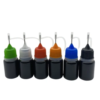 10buc 5ml Gol Negru PE Flacon Picurător pentru E-Lichid Borcan de Plastic Cu Ac de Metal Capac Flacon