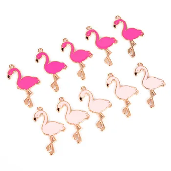 10buc Aliaj Email Picătură de Ulei Rosu Roz Pandantiv Lebada DIY Colier Constatările Flamingo Farmecele Pentru Animale Accesoriile 3.5 cm*2 cm