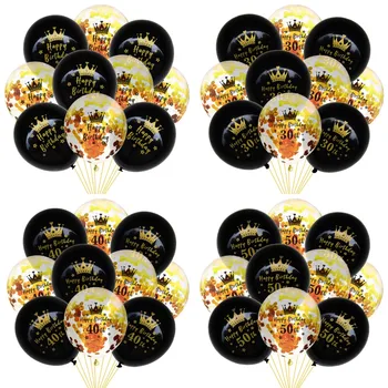10buc Aur Negru a 30 a 40 a 50 a 60-a Aniversare a Partidului Confetti Baloane Numărul de Balon Adult Petrecere Baloane Decor