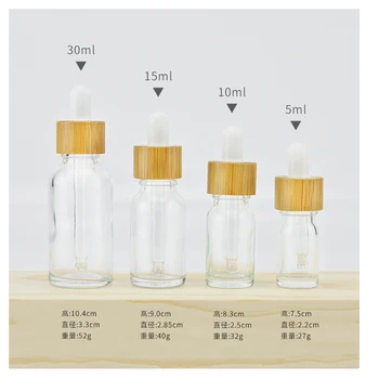10buc/lot 5 ml 10 ml 15 ml 30 ml 50 ml Sticla Dropper Sticle Clare Sticle de Ulei Esențial Cu Bambus Capac Pentru Aromoterapie