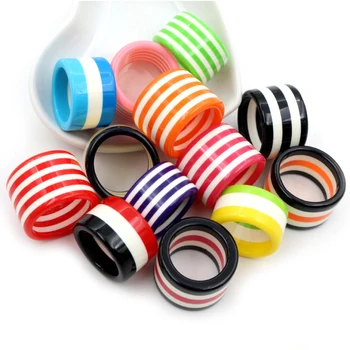 10buc/lot Colorate 17/18/19mm Amestecat Transparent Rășină Acrilică Geometrice Dungă Inele Rotunde Set pentru Femei Fete Moda Bijuterii