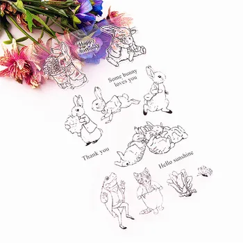 12.5x20.5cm iepure petrecere TPR Cauciuc Siliconic Transparent Clar Timbre desene animate Scrapbooking/DIY Paști album de nunta