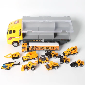 12Pcs Copii Mini Mașină de turnat sub presiune din Aliaj de Metal Model 1:64 Scară Inginerie Transportator Camion Container de Jucării Educative pentru Copii Baieti