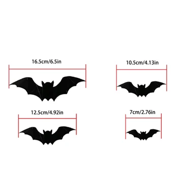 16pcs/pachet Petrecere de Halloween Decorare Perete Autocolante Înfricoșător Horror 3D Bat Autocolante 24BB