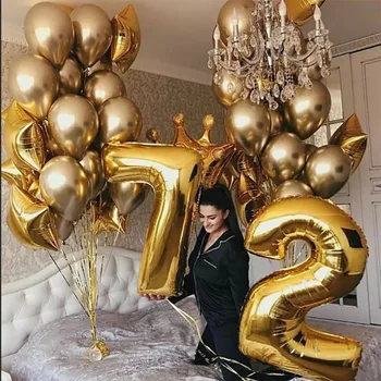 18inch Stea de Aur Inima Baloane Folie 32inch Numărul de Balon Adult Petrecerea de Nunta Decor Coroana Chrome Metalice Balon Mingea