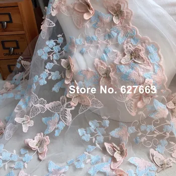 1meter 3D fluture floare broderie dantela tesatura grele haine lucrate manual fusta rochie de plasă tesatura tifon