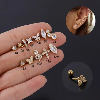 1pc16g din Oțel Inoxidabil Știfturi de Cercei pentru Femei Cartilajului Urechii Piercing Accesorii Ureche Șurub Mingea Tragus Piercing Cercei