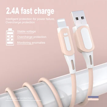 2.4 UN Cablu USB de Încărcare Rapidă Încărcător de Telefon Mobil Cablu de Date Pentru iPhone 12 11 Pro Max Xs Xr X 8 7 6s 6 Plus SE 5s Silicon Lichid
