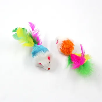 2/5pcs Jucărie Pisica False Mouse-ul Pisica animale de Companie Jucării Mini Amuzant Interactive de Joc Jucarii Pentru Pisici, cu Pene Colorate de Pluș Mini Mouse-ul Jucării