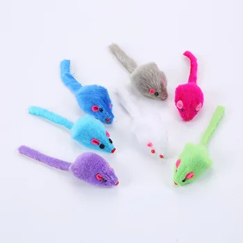 2-inch de Pluș-a Șoarecele și Pisica oy Cauciuc Jucărie Pisica Sunet Flocking Rat Forma Jucării Reale Accesorii Jucării pentru pisici Pet Consumabile Mouse-ul jucărie