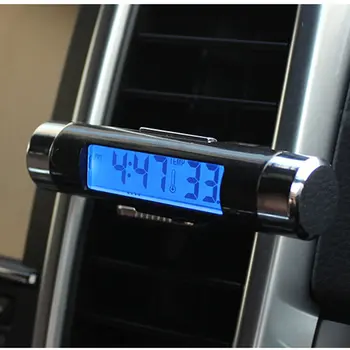 2 În 1 Masina de Vehicul LCD Display Digital Termometru Auto-Ceas Portabil Masina de Ventilație de Evacuare Clip-on LED Backlight