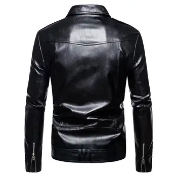 2020 Nouă Bărbați Fermoar Oblic și Rever Geaca de Piele PU Tineret Moda Moda Casual Motocicleta Jacheta de Piele