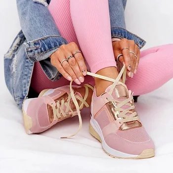 2021 Femei Adidași Dantela-Up Wedge Pantofi Sport Femei Vulcanizat Pantofi Casual Platforma Doamnelor Adidași Confortabil Femele Plat