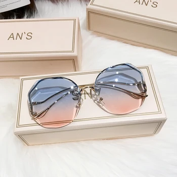 2021 Noi Femeile Ochelari fără ramă UV400 Designer de Brand de Înaltă Calitate Gradient de Soare Ochelari de sex Feminin oculos