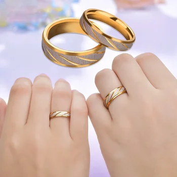 2021 Oțel Titan Grava numele Lovers Inele de Cuplu de Aur a Undelor de Nunta Inel de Promisiune Pentru Femei Barbati Logodna Bijuterii