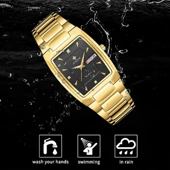 2021 Pătrat Bărbați Ceasuri WWOOR de Lux Automată Săptămână a Datei de Aur din Oțel Inoxidabil Impermeabil Cuarț Ceas de mână pentru Bărbați Relogio Masculino