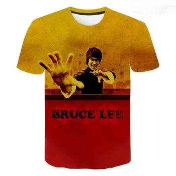 2021 Vara Kung Fu Bruce Lee cu mânecă Scurtă pentru Bărbați Tricou, Pierde Respirabil de Moda Casual, Hip-hop, Street Copii Tricou
