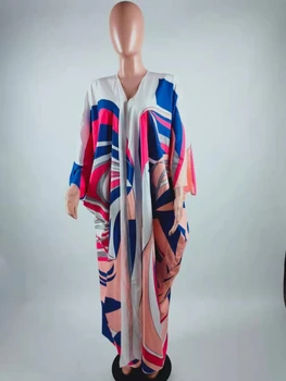 2021 Vara Tipărite Bikini Acoperă-up-uri Elegante în sistem Self Centură Komono Rochie Tunica Femei Plus Dimensiune îmbrăcăminte de Plajă Costum de baie de Acoperire-Up