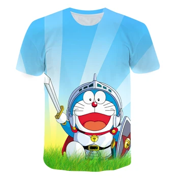 2021 vara tricou nou 4-14 ani, copiii vechi gât rotund Harajuku Doraemon imprimare băiat și fată cămașă cu mânecă scurtă