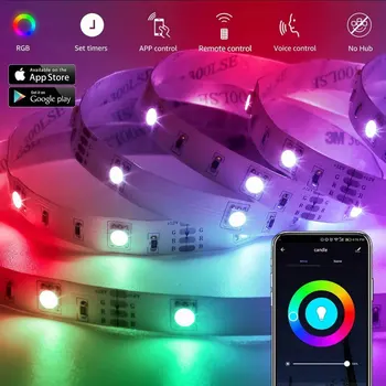 20M Wifi Inteligent APP de Control de la Distanță RGB Lumini cu LED-uri Benzi de 5M 10M 15M 5050 12V 220V Neon Banda Compatibil Alexa Google Decor Acasă