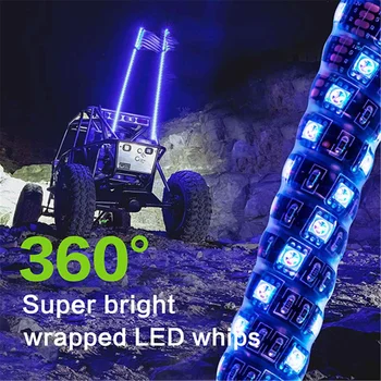 3/4/5FT RGB Impermeabil Flexibil de Control de la Distanță Multi-color LED Catarg Lampa Lumina Super-Luminos Bici Lumina pentru SUV-ATV, UTV, RZR