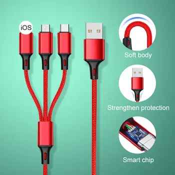 3 În 1 Cablu USB de Tip C, Cablu 5A Super-Încărcător Pentru iPhone Android Tip C Xiaomi, Huawei Samsung Încărcare Sârmă Cablu Micro USB