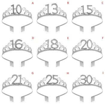 30 40 50 Petrecere Decoratiuni Adult Cristal Stras Tiara Printesa Coroana Bentițe Accesorii Fericit De 30 De Ani Decor