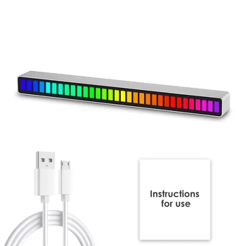 32 de Biți Muzică Indicator de Nivel de Aluminiu, Bara de Sunet de Voce de Control Audio Spectru de Lumina RGB LED Ritm Puls plin de culoare Semnal
