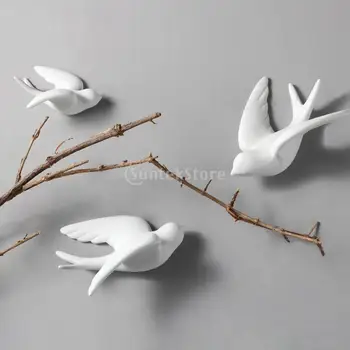3D Ceramică Agățat Pasăre Înghiți Murale de Perete de Arta, Sculpturi Decor Pasăre care Zboară Sculpturi Dormitor, Living, Home Decor