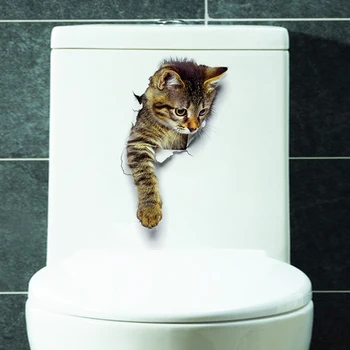 3D DIY Detașabil Cat Toaletă, Autocolante Decor Camera pentru Copii Pepinieră Decal Autocolant Poster Tapet