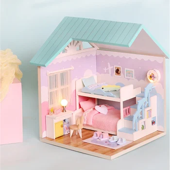 3D Diy din Lemn in Miniatura Mobilier casă de Păpuși Creative Cameră Decora Meserii Casa Papusa Model de Clădire Truse de Jucarii Pentru Copii Cadouri