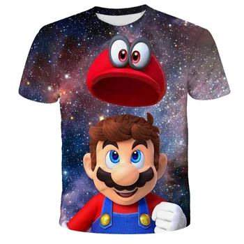 3D Mario pentru Copii T-shirt Haine de Vară Băiat Haine Copii, Casual, Stil de desen Animat de O-neck T-shirt din Copilărie Drăguț Băiat Jocul Haine