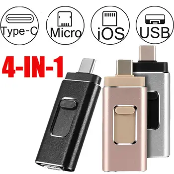 4 în 1 USB Flash Drive 16g 32gb, 64gb, 128gb, 256gb otg Stick de memorie de Tip C Pen drive pentru Samsung S8 S9 iphone X 8 7 6 Plus USB 3.0