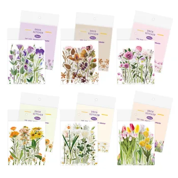 40pcs/sac Transparent de Flori Album cu Autocolante de Flori, Serie de Plante Decal Pentru Laptop Depozitare Asortate Stiluri Decorative Florale