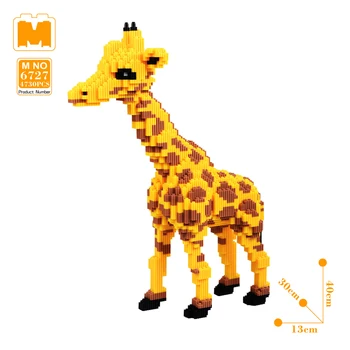 4730pcs Girafa Mare, Bloc Legătură Mijlocul Cărămizi Model Animal Diy Cărămizi Modele de Cadouri pentru Copii 6727