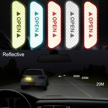 4buc Autocolant Auto Ușă de Siguranță de Avertizare Autocolante Reflectorizante Auto Deschide Benzi Reflectorizante Impermeabile Timp-Distanta de Avertizare Luminoasă