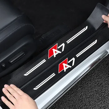 4BUC de Protecție styling interioare auto Pentru Audi A7 A7L TT pragului de Ușă de protecție autocolante auto ușa din fibra de carbon vinyl decals
