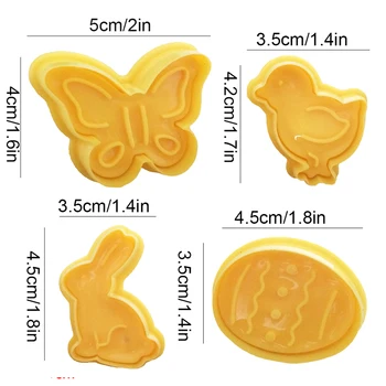 4buc/set Plastic Tăietori Cookie Fluture Drăguț Iepure Pui Ou de Paște Forma Fondant Cookie Cutter Biscuit Tort Mucegai
