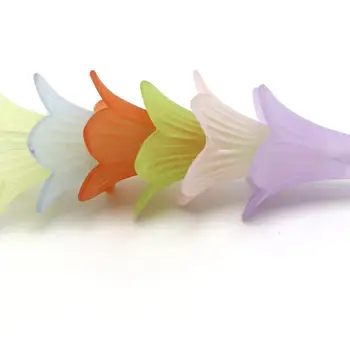 50 Mixt Color Îngheț Acril Flori Trompeta de Șirag de mărgele Capac 22mm Conuri Cu Gaura de Centru