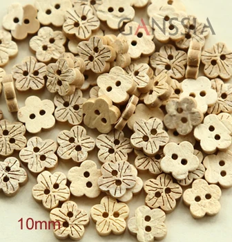 50pcs/lot Dimensiune:10mm Forma de Floare de nucă de Cocos Naturale Butoane Accssories Cusut Butonul (ss-1224)