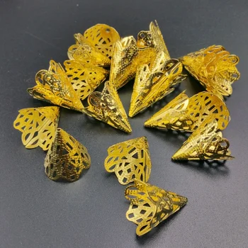 50pcs/lot ton de aur 17x20mm corn de Flori Șirag de mărgele de Metal Capace de Bijuterii DIY Accesorii Materiale