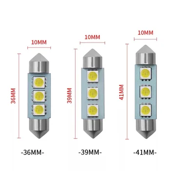 50pcs Masina 36mm 39mm 41mm 5050 3-SMD Festoon led-uri Albe Lumini de Lectură plafoniera Auto Dublu subliniat lampa de înmatriculare lampă de 12V