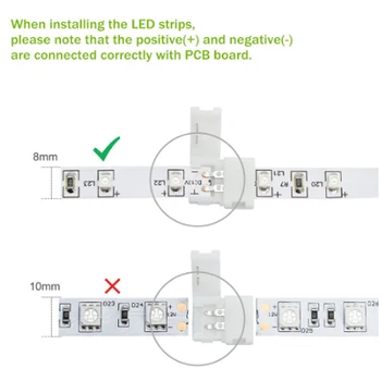 5630 3528 5050 singură bandă de culoare lumina 2Pin 8mm 10mm LED Strip Conectori Clip Sârmă DC PCB Adaptor Extensie Cablu Splitter