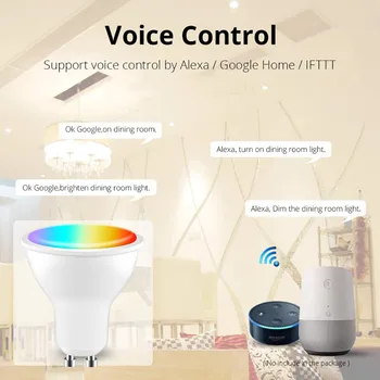 5Pcs Wifi Inteligent Bec Gu10 LED 3.5 W RGB Estompat lumina Reflectoarelor Control Vocal Lucra cu Alexa de Start Google
